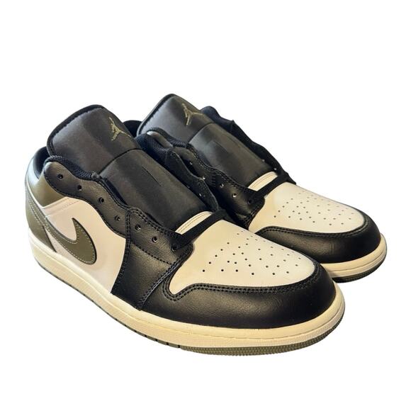 Nike Air Jordan 1 Low Black Toe Medium Olive Green 553558-092 Mens 12 NIB